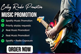 promote your music to college radio, spotify, and top radio stations