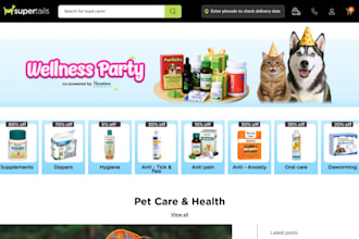 design pet supplement website dog products ecommerce store with subscription