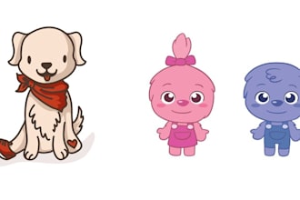 draw cute chibi kawaii character or animal sticker logo
