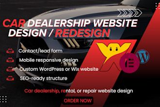 design car dealership website, car repair website, car rental website
