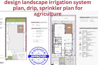 design landscape irrigation system plan, drip, sprinkler plan for agriculture