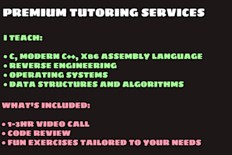 teach you c, c plus plus, x86 assembly programming