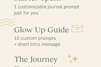 create custom journal prompts for healing, self growth, or mindfulness
