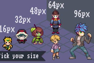 2d pixel art sprite, 8 directions sprite for games, characters, and animations