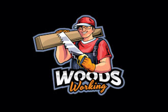 draw wonderful woodwork mascot logo design for you
