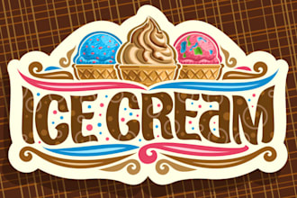 create ice cream parlor vintage logo design for your brand