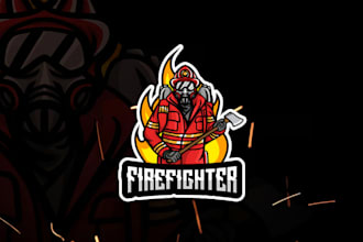 draw wonderful logo firefighter character mascot design