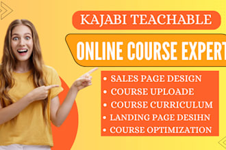 create upload online course PPT slide on teachable  teachable school kajabi