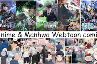 draw manhwa, shonen, anime webtoon book cover,manga comic cover, webcomic