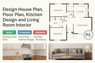 design house plan, floor plan, kitchen design and living room interior pe stamp
