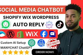 integrate facebook tiktok instagram chatbot into shopify wordpress wix website