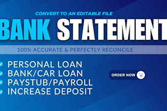 reconcile bank statement PDF to editable format