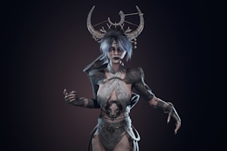 fantasy 3d creature, alien, vampire, horror character rig for game, animation