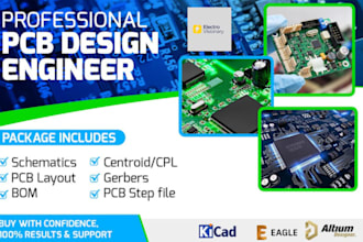 design pcb circuit, create pcb schematic, fabrication gerber and bom