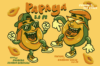 design a custom retro label with a fun character in vintage style