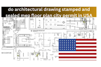 do architectural drawing stamped and sealed mep floor plan city permit in USA