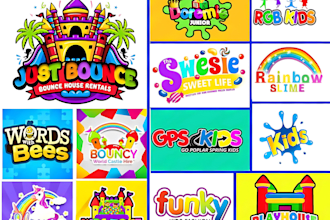 design modern childcare daycare preschool learning kids and children logo