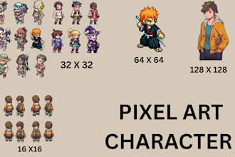 make pixel art character animation, 2d retro pixel art, pixel art background