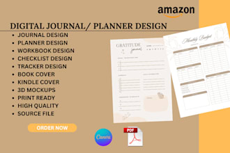 design canva editable journal, planner, workbook, booklet design one pager flyer