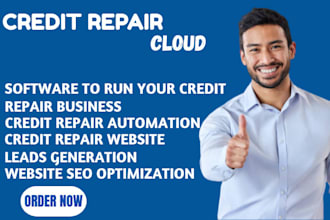 setup credit repair automations and build credit repair website, funnels