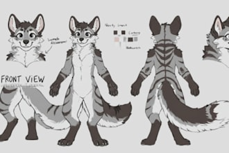 draw character furry reference sheet, fursona for fursuit, nsfw oc