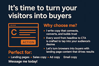 write copywriting, landing page, email copy, ad copy that converts visitors