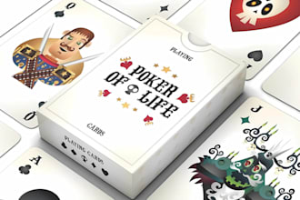 do custom 52 playing card game deck design poker card box board game, rulebook