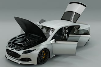 custom futuristic 3d car rendering for games, animations,3d car model,3d rigging