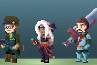 do 8 bit or 16 bit pixel art character, spritesheet rpg game asset, retro style