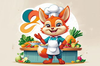 do awesome food, coking, animal mascot logo
