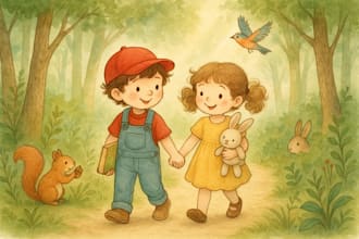 illustrate children storybook, watercolor illustration bible story illustration