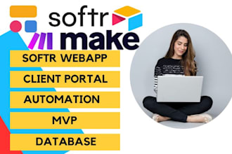 do softr webapp, client portal, mvp, make automation, airtable googlesheet