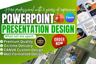 design, redesign powerpoint presentation, pitch deck, canva and google slides