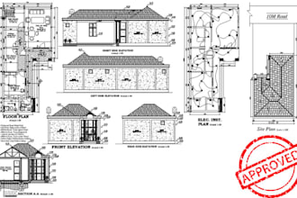 draft architectural floor plan, site plan, elevation, mep, permit drawing