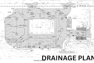 design storm water drainage and grading plan with stamp and sign for city permit