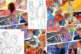 create comic book art comic strips graphic novel pages comic storyboard