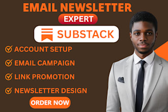 setup substack account, design newsletter template, substack promotion
