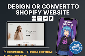 shopify store or convert PSD, xd, ai, or figma to shopify