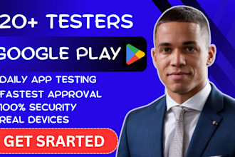 provide real device 12 testers or 20 testers for google play closed testing