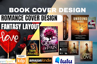 design a beautiful romance book cover for print and ebook