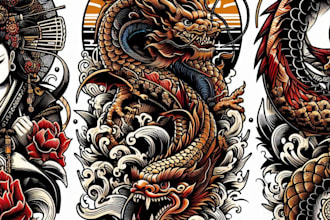 do your japanese custom tattoo design and illustration