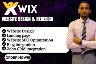 design redesign responsive wix website integrate zoho crm blog landing page
