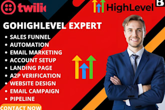 setup gohlghlevel crm automation workflows pipeline sms campaign sales funnel