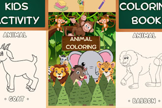 do kids activity book, children coloring book, book cover design for kdp