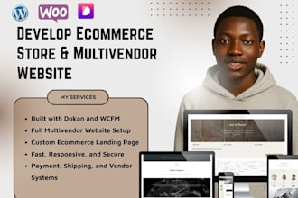 develop ecommerce store, multivendor website, dokan wcfm, ecommerce landing page