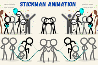 create custom stickman, stickmen, stick figures illustration or animation
