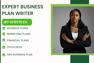 write investor ready business plan for startups, marketing plan, sba loan
