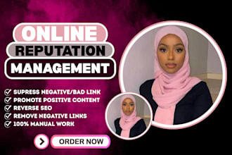 do online reputation management, reverse SEO to push down negative listing