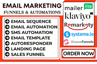 do mailerlite klaviyo marketing email sequence remarkety system io groove funnel