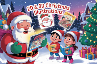 draw 2d 3d christmas children book illustration cartoon pfp comic graphic novel